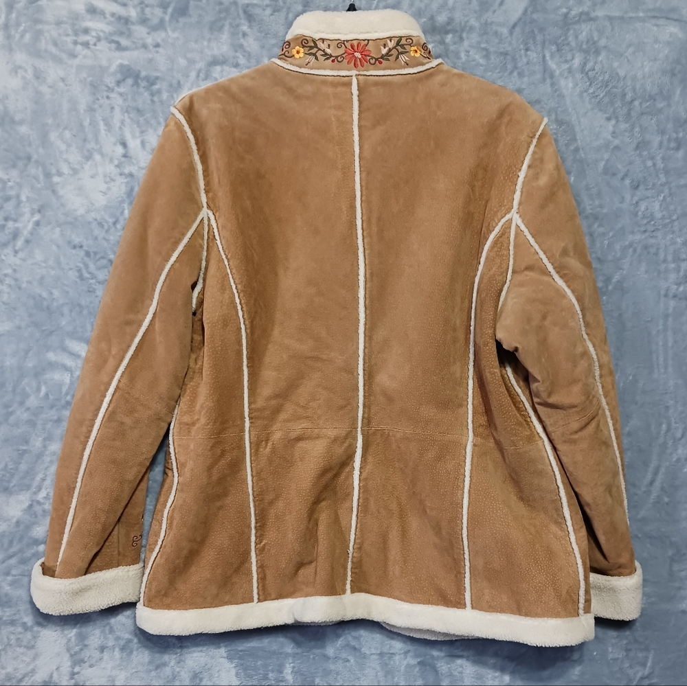 St. John's Bay XL  Faux Suede 90s Vintage Jacket Warm Pockets Floral - Picture 2 of 16